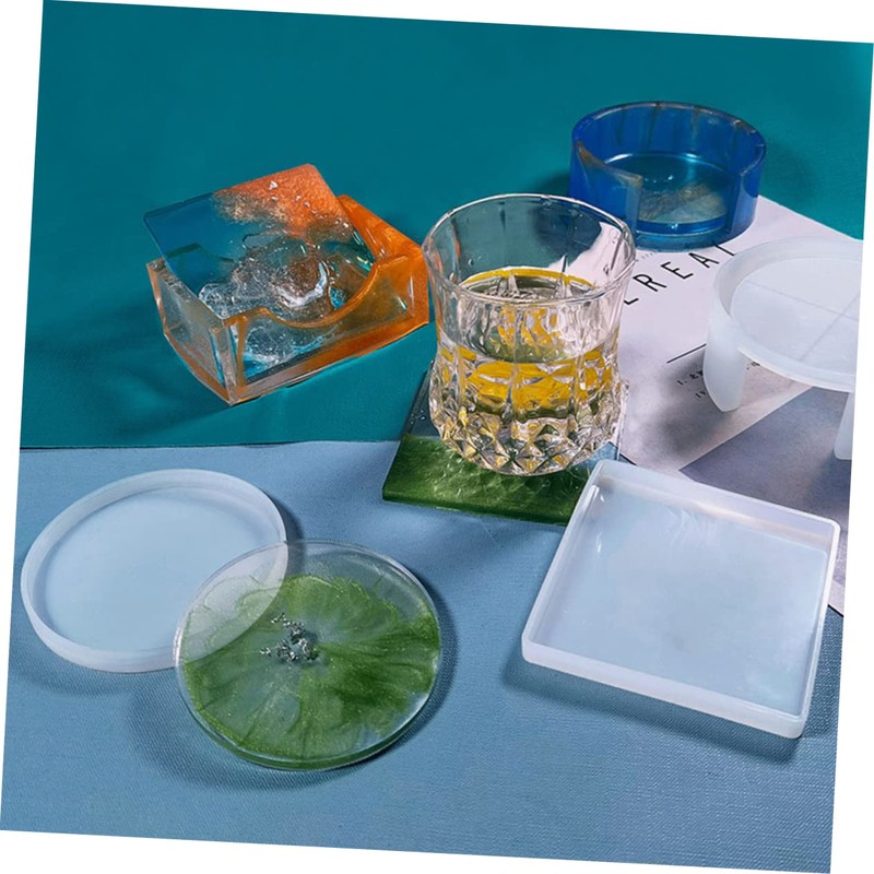 jojofuny 1 Set Coaster Molds for DIY Epoxy Resin Easy