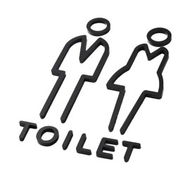SANJAOYEE Toilet Sign Plate Men Women Pictogram Guide Sign Plate Matte Black Display Sign WC Sign Hotel Shop Washroom Sticker