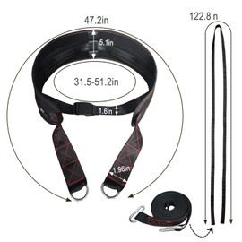 Sled Pulling Belt for Pulling Backwards: Adjustable Sled Belts for Resistance Training Strength Training & Agility Training with 2 Sled Pulling Straps & 4 Hooks