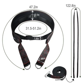 Sled Pulling Belt for Pulling Backwards: Adjustable Sled Belts for Resistance Training Strength Training & Agility Training with 2 Sled Pulling Straps & 4 Hooks