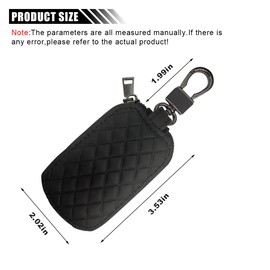 LAINLOY Car Key Case, Universal Vehicle Genuine Leather Key Fob Cover, Remote Car Key Holder with Metal Hook, Car Keyring Zipper Bag (Black)