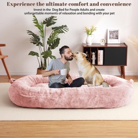 GarveeLife Giant Dog Bed for People, Washable & Plush Human Sized Dog Bed for Men and Women, Large Dog Bed Suitable for Adults, Anti-Slip Bean Bag for Large Dogs, Human-Sized Bed, 71"x43.3"x10"