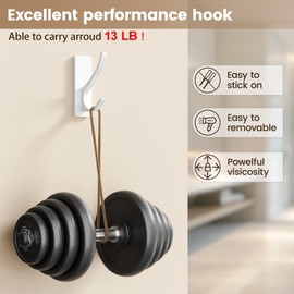 Josmimic Self Adhesive Towel Hooks: Extra Strong 13LB, Stainless Hook for Hanging Loofah, Towels, Coat, Bath Robe Bathroom Shower, White, 4 Pack