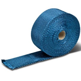 DNA MOTORING 2" x 7.5 Meter Blue Exhaust Heat Wrap, Exhaust Tape High Temp Heat Tape for Pipes, Motorcycle Fiberglass Insulation Roll for Exhaust Pipes, WRAP-T1-BL-75M