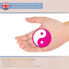 Magnet for Refrigerator, Fridge - Pink Yin Yang Yoga Meditation for Office, Cabinet and Whiteboard, Magnetic Stickers, 5237
