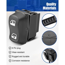 HUQUZN Window Switch Right Passenger Side Fit for Peterbilt, Master Power Window Switch Replace 1609210 16-09210PKG 1609210PKG 16-09210, 6 Pin