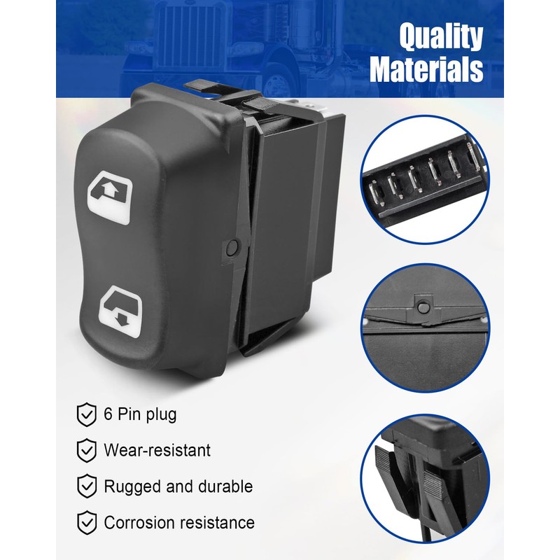 HUQUZN Window Switch Right Passenger Side Fit for Peterbilt, Master