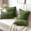 MIULEE Moss Green Corduroy Pillow Covers 18x18 Inch with Splicing