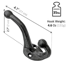 Ambipolar Decorative Rustic Cast Iron, Wall Mounted Coat Hooks (Set of 5) Vintage Inspired, Modern Farmhouse, Coats, Bags, Hats, Towels (Antique Black)