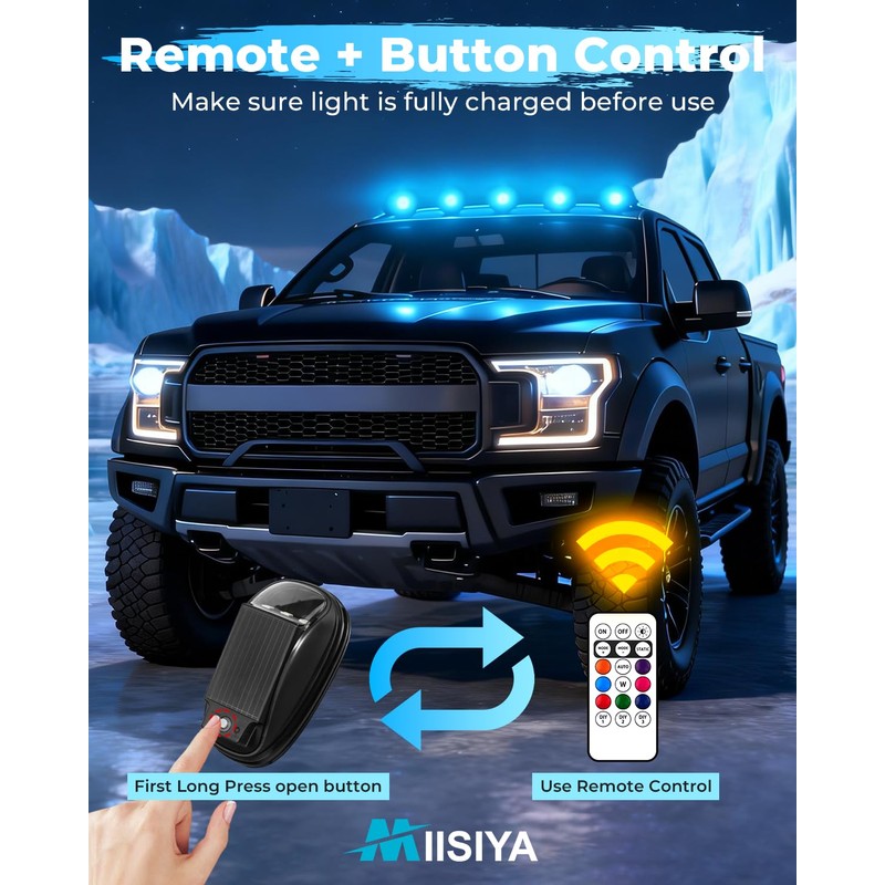 Miisiya Wireless Solar Cab Lights for Trucks Waterproof Solar Powered