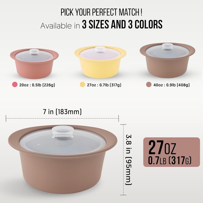 Firgi 27oz Platinum Silicone Microwave Steamer Pot with Lid –