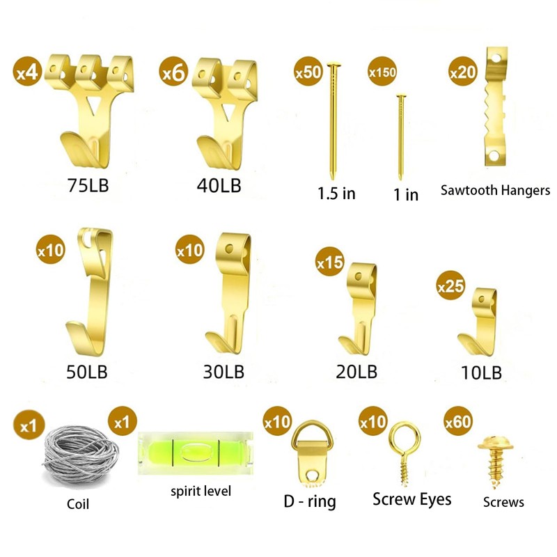 Yohong 372pcs Picture Hanging Kit, Heavy Duty Picture Hanging Hooks