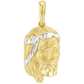 Jewelry America 14K Yellow Gold Textured Face of Jesus Christ Pendant