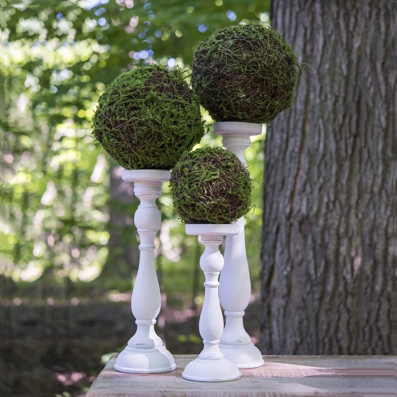 Weddingstar Shabby Chic Spindle White Candle Holder Set, 10 1/2'',
