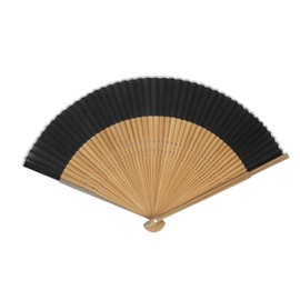 Ken Onishi S22-MTM04 Folding Folding Fan, Plain Cotton 9.1 inches (23 cm), Black, Ripple S22-MTM04, Made with Japanese Fabric