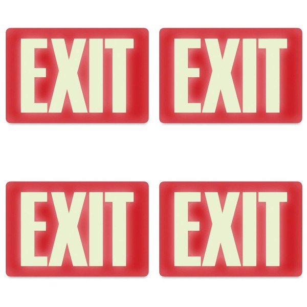 Headline Sign 4792 Glow-in-The-Dark Exit Sign, 8 Inches by 12 Inches, 4 Packs