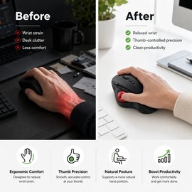 Wireless Trackball Mouse with Dual Bluetooth & 2.4GHz – Rechargeable Ergonomic 3-Device Mouse for Windows, Mac, Laptop & PC