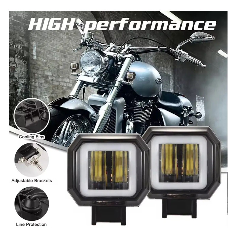 Par Faros Auxiliares Led Ojos De Ángel Niebla Led Moto