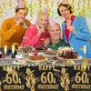 Labeol 3 Pack 60th Birthday Tablecloth, Black and Gold Happy