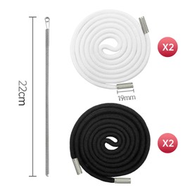 Yifort Kordel für Jogginghose & Hoodie – 140 cm Ersatzkordel aus Baumwolle mit Metallenden + Einfädelhilfe, Kleidung Kordelzug für Hose, Pullover, Sportbekleidung (2x Schwarz & 2x Weiß)