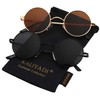 KALIYADI Round Polarized Sunglasses for Men Women Small Retro Metal
