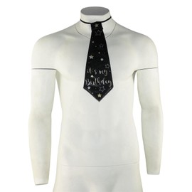 Happium Birthday Tie It's My Birthday Slogan Satin Tie Black Gold Tie Birthday Party Supplies, Party Ideas and Decorations Funny Birthday Sash Tie