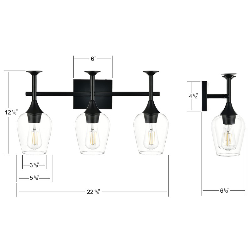 Onesto Lighting Paris Modern Black Bathroom Wall Light Fixtures Over