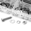 280PCs 1/4-20 Hex Bolts Screws Hex Nuts Flat Washers Lock