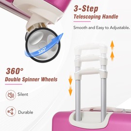 Merax 4 Piece Hardshell Luggage set, Expandable Lightweight Suitcase with TSA Lock and Spinner Wheels, 20”+24”+28” Luggage with a Cosmetic Case, Pink