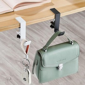 2 count Purse Hook for Table Handbag Hangers Bag Hooks for Tables,Purse Hanger for Desk Headphone Stand Purse Holder for Table Hook Heavy Duty Foldable (L-Shaped(1White+1Black)) - Color: L-Shaped(2Black)
