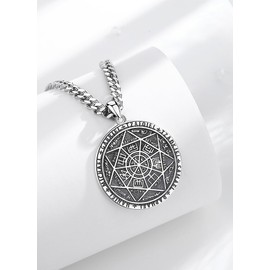 CELESTIA Seal of the Seven Archangels Pendant Protection Necklace 925 Sterling Silver St Michael Archangels Pendant Medallion Spiritual Talisman Amulet Gifts for Women Men Father Dad