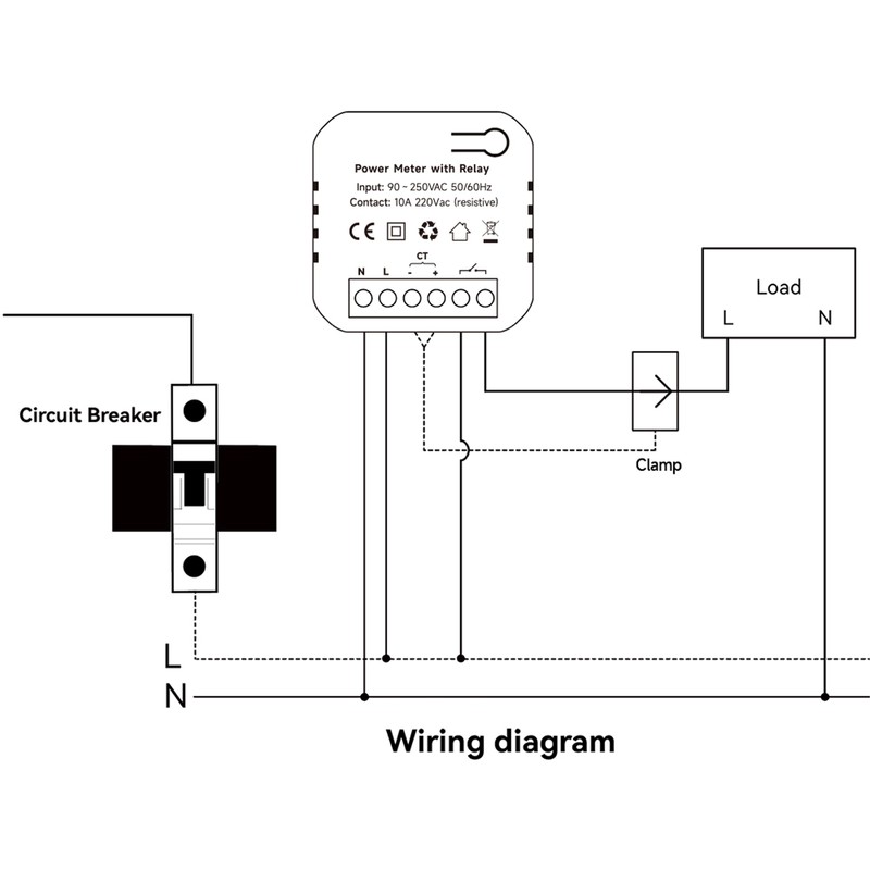 WiFi Smart Energy Meter for Tuya Consumption Monitor Single Phase