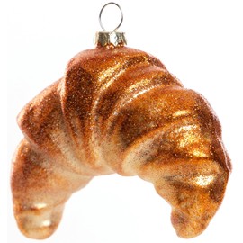 2 Count Hand Blown Glass Croissant Bread Christmas Ornaments for Christmas Tree