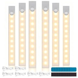 6PCS 30CM Luz LED Magnética Con Sensor De Movimiento (Cálida 3300K)