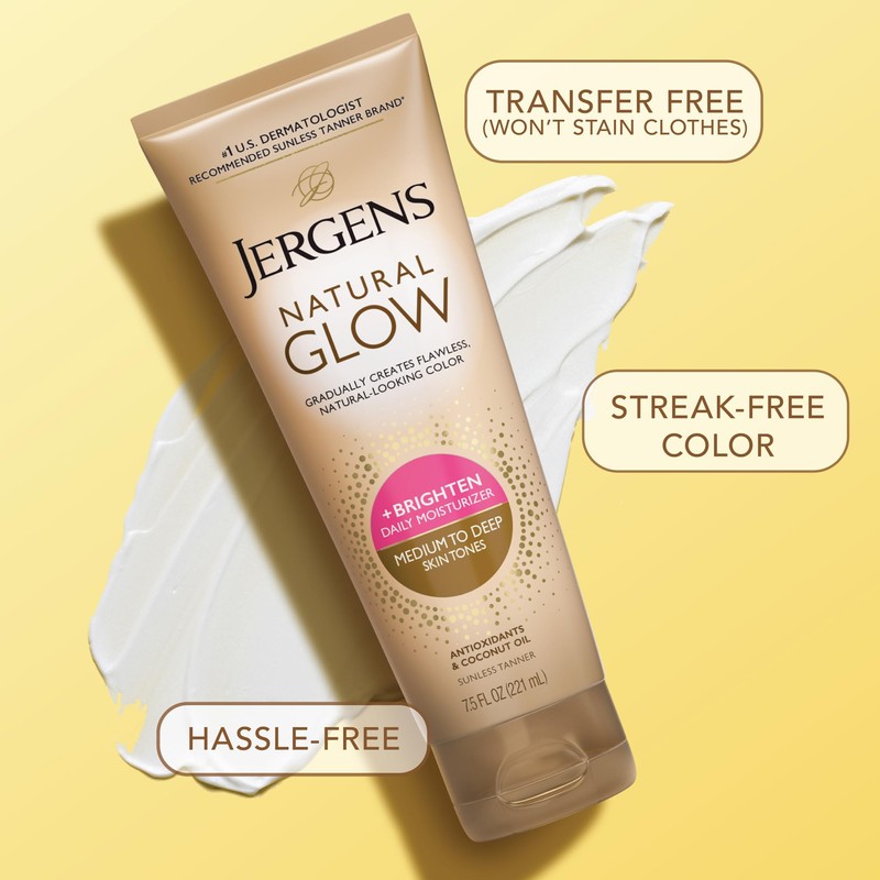 Jergens Natural Glow Self Tanner Lotion, Daily Sunless Fake Tanning,