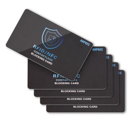 ANPKEC RFID Blocking Card (5 Pack), Slim RFID & NFC Blocker for Men & Women - 1 Card Protects Entire Wallet/Purse, Contactless Debit/Credit Card & Passport Protector