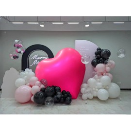 63in Huge Heart Shaped Balloons, Valentines Day Love Balloons, 2PCS Hot Pink Heart Foil Mylar Balloons for Wedding Engagement Anniversary Party Favor Decorations (Hot Pink)