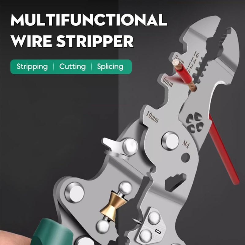Zalizr 18 in 1 Foldable Wire Stripper, Multifunctional Electrical Pliers
