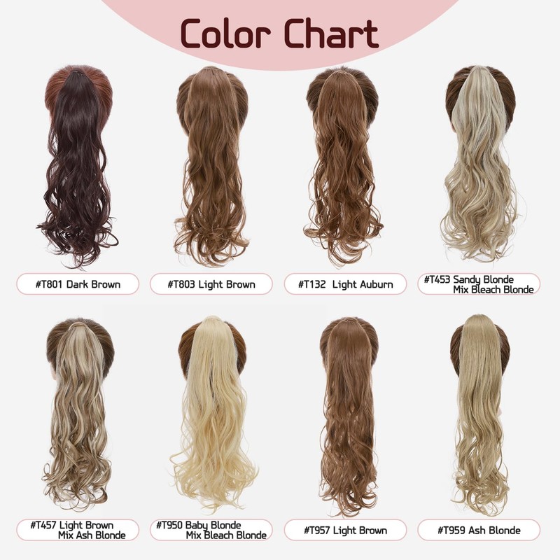 S-noilite Wrap Around Wavy Ponytail Extensions 17 Inch Long Curly