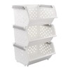 Afromy 3 Pcs Stackable Baskets for Pantry Organizers and Storage,