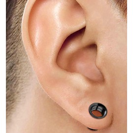 Ayoiow 2 x Flesh Tunnels, Plugs Surgical Steel Ear Plug, Men's Silver Hoop Ear Plug, 2-30 mm, No Zircon