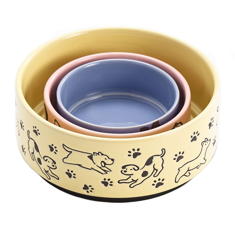Bico Paw Blue Ceramic 14oz Pet Bowl, for Small Size