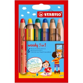 Lápiz multitalento STABILO Woody 3 en 1 - Paquete de 6 - Colores surtidos
