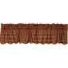 VHC Brands Burgundy Check Scalloped Valance 16x72 Country Curtain, Burgundy and Tan