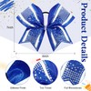 6PCS Large Glitter Cheer Bows Royal Blue and White 8"