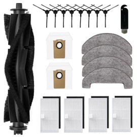 WSQCRDXW 20 Pcs MS1 MAX Replacement Parts Kit Compatible with MONSGA MS1 MAX Robot Vacuum,Include 1 Roller Brushes, 4 HEPA Filters, 4 Mops, 2 Dust Bags, 8 Side Brushes, 1 Cleaning Brushes