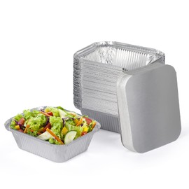 Aluminum Pans with Lids, 14.8x12 cm Disposable Recyclable Foil Pans(45 Pack), Deep Aluminum Tray, 1lb Capacity Aluminum Cookware for Cooking, Heating, Storing, Prepping Food (4.5 * 5.5)