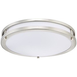6401200 Lauderdale 15-3/4-Inch Dimmable LED Indoor Flush Mount Ceiling Fixture, Brushed Nickel Finish with White Acrylic Shade