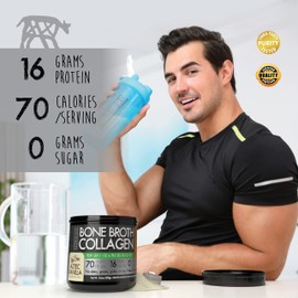 PaleoPro Bone Broth Collagen Protein Powder - Turmeric Root Grass-Fed Collagen Powder for Skin & Bones - Gluten Free, No Sugar, Soy, Grains, Net Carbs - Paleo Keto Friendly 20 Servings Ancient Vanilla