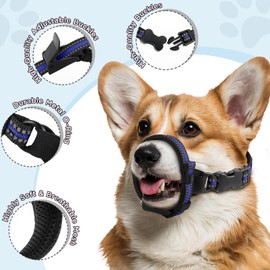 BONTHEE Dog Muzzle,Anti-Bite Adjustable Breathable Soft Muzzle for Small Medium Large Dogs - Vet Visits, Grooming & Training - Secure Fit, Lightweight Design,Allows Panting and Drinking